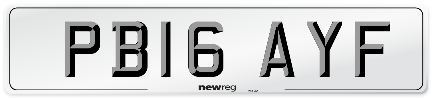 PB16 AYF Number Plate from New Reg